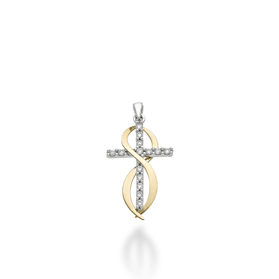 Nihama pe 18k 0,15 ct vitt/gult guldkors 1,7 cm NP5022O7BR015