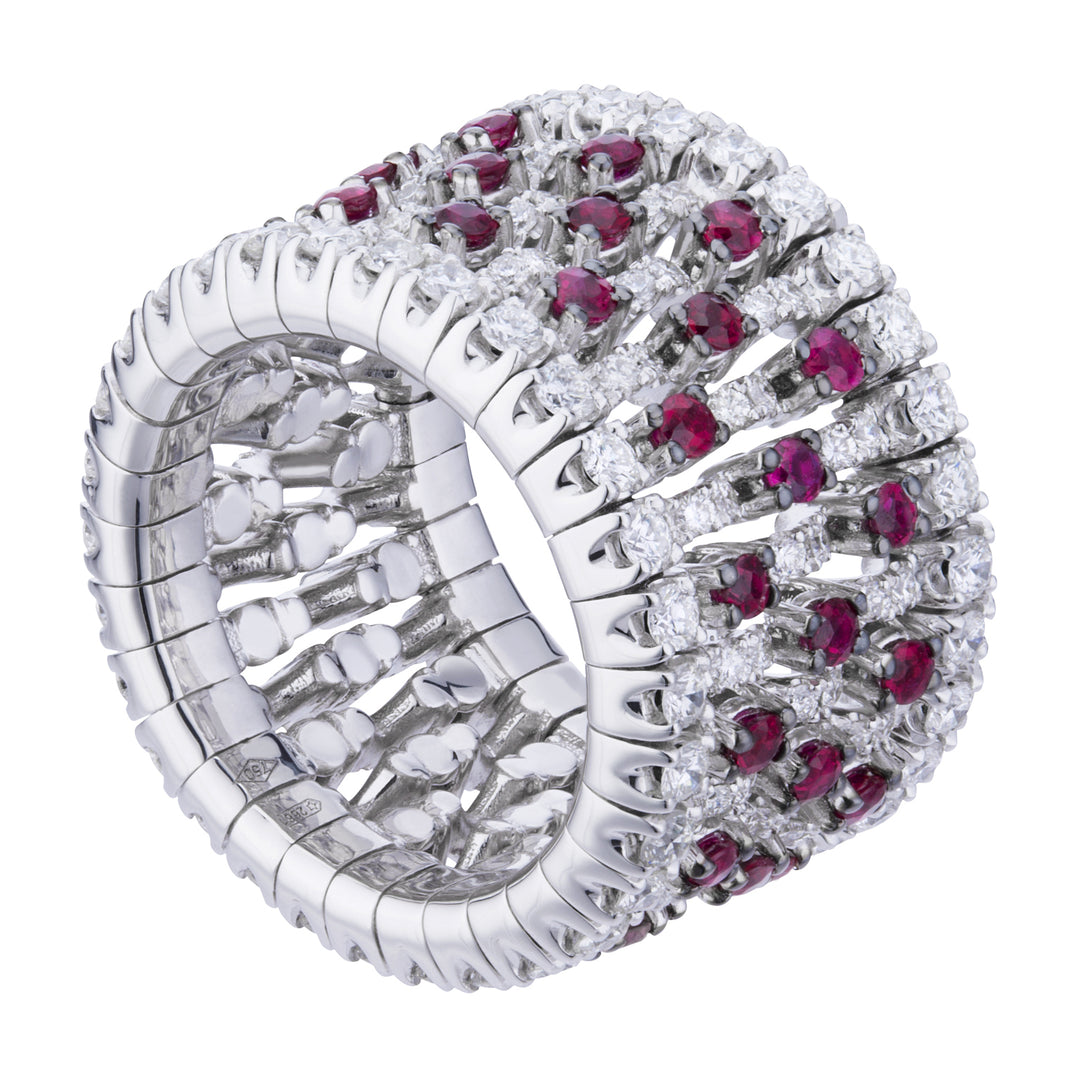 Golay bred elastisk ring med diamanter og rubiner ATE009DIRU-20030110241