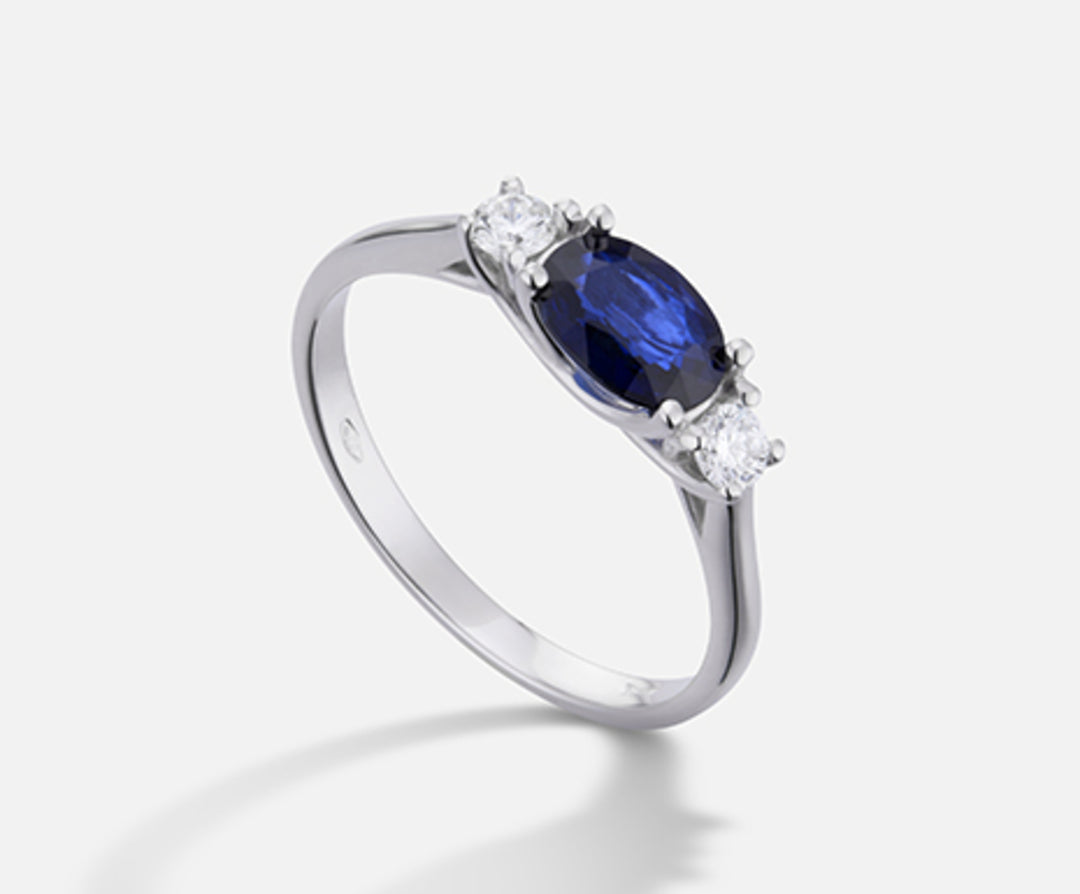 Nihama un saphir n° 18 carats. ovale 7x5 ct.1,05 dia ct.0,16 NA5113O4ZFN105