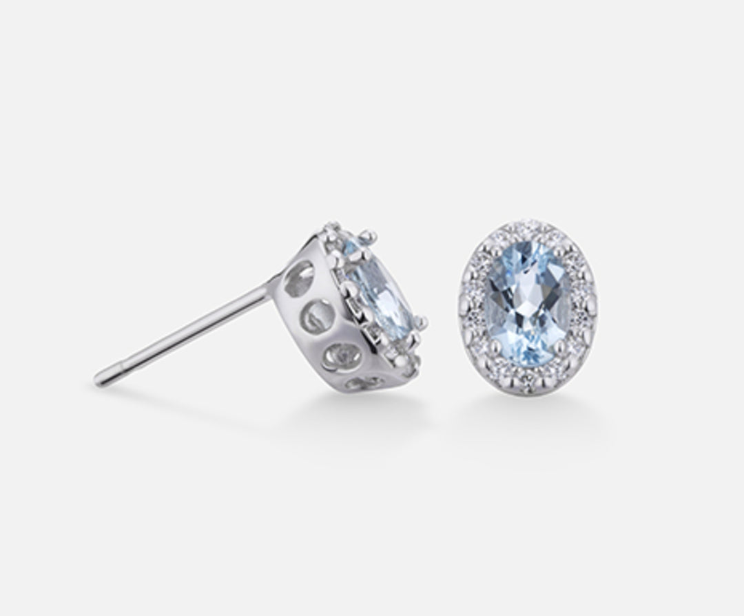 Mikiko eller 18k oval akvamarin 6x4 ct.0.60 dia ct.0.18 MO5038O4AM