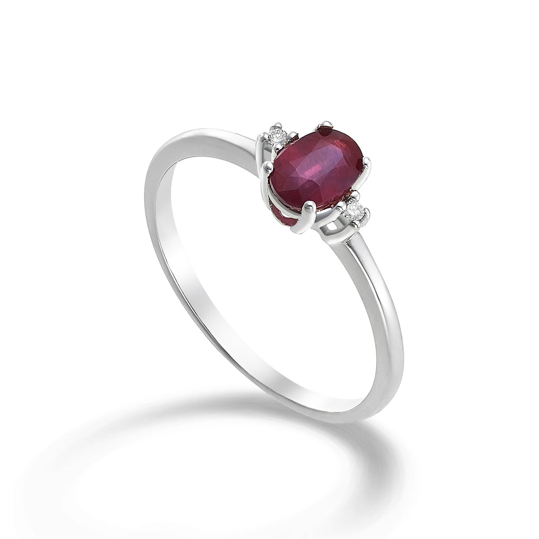 Nihama en 9k robijn n. ovaal 6x4 ct.0,57 diam. ct.0,02 NA5072R4RBN057