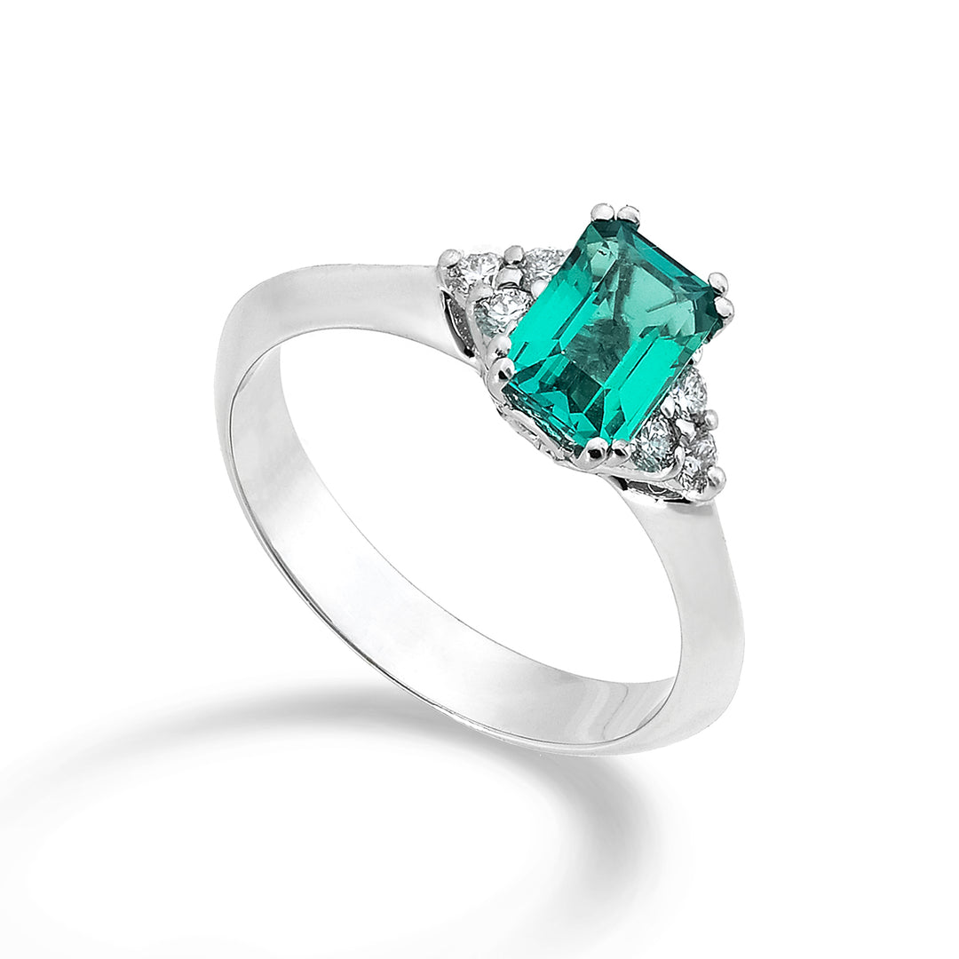 Nihama en 18k smaragd n. okt 7x5 ct. 0,77 dia ct.0.12 NACL113SMN57O4.0.77