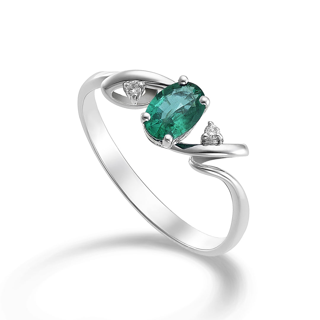 Mikiko an 18k emerald n. oval 6x4 ct.0.50 diam. ct.0,02 MA5057O4SMN050
