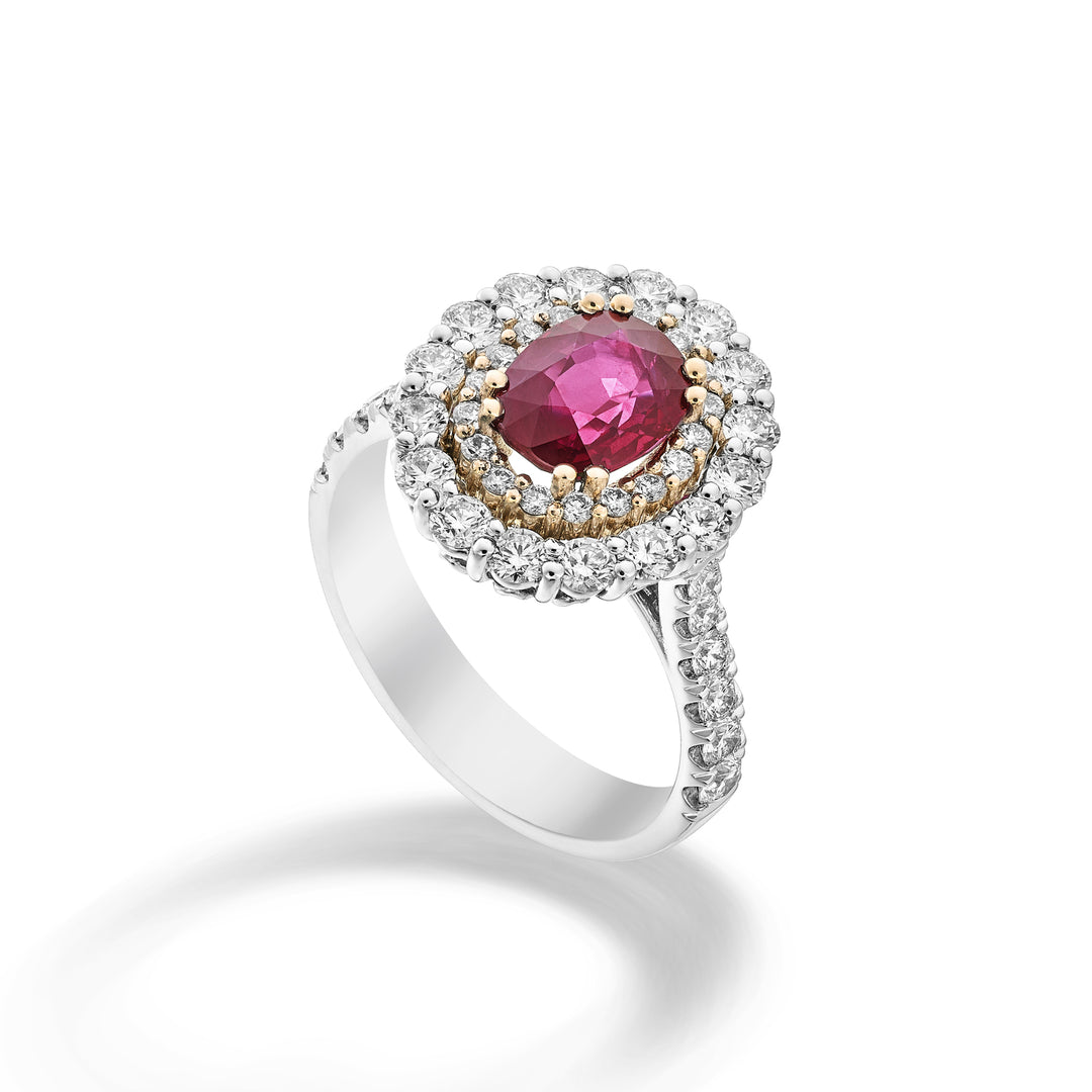 Bague rubis ronde Golay 2ct tige double contour inc APU520DRU-24358110017
