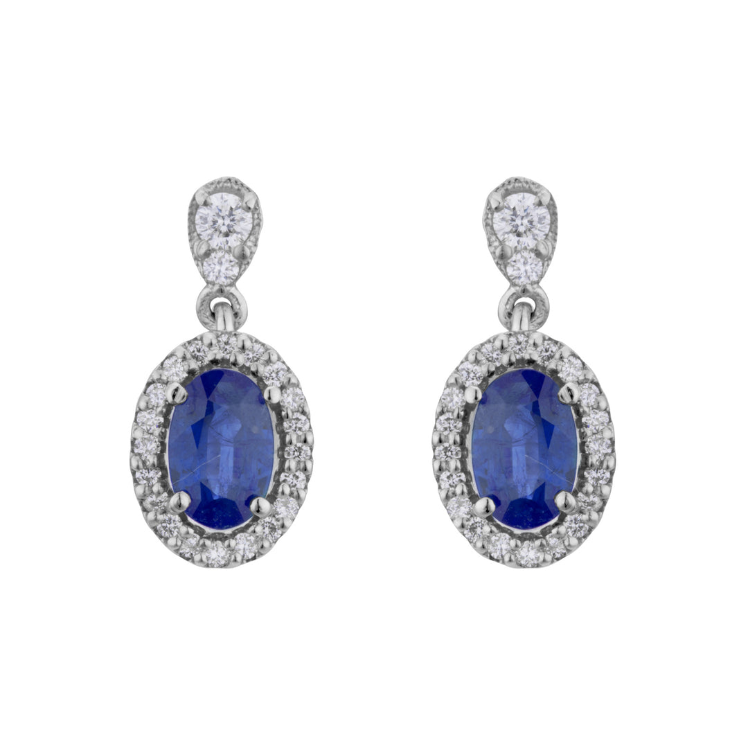 Golay oválné safírové náušnice 6x4 a kontura diamantu ORB200BS-19353110011