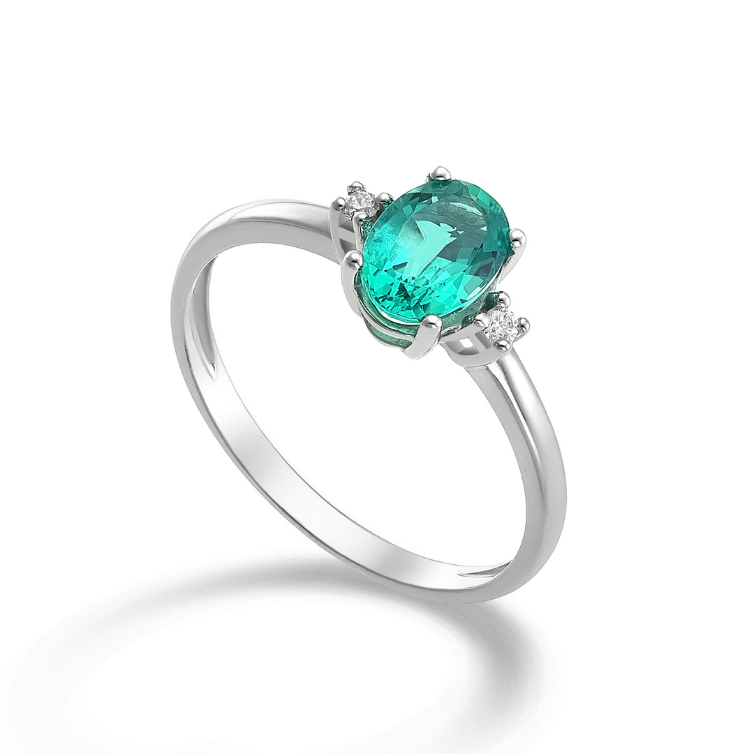 Nihama uma esmeralda 9k n. oval 7x5 ct.0,80 diâm. 0,03 quilates NA5073R4SMN