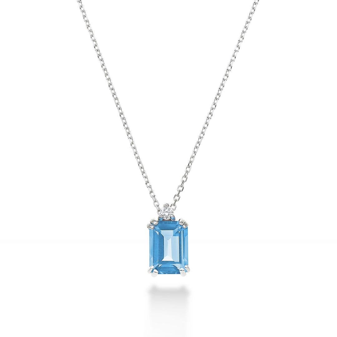 Nihama cl 18k ośmiokątny niebieski topaz 7x5 ct.1,20 śr. ct.0,025 NPCL090DITPAZ2O4
