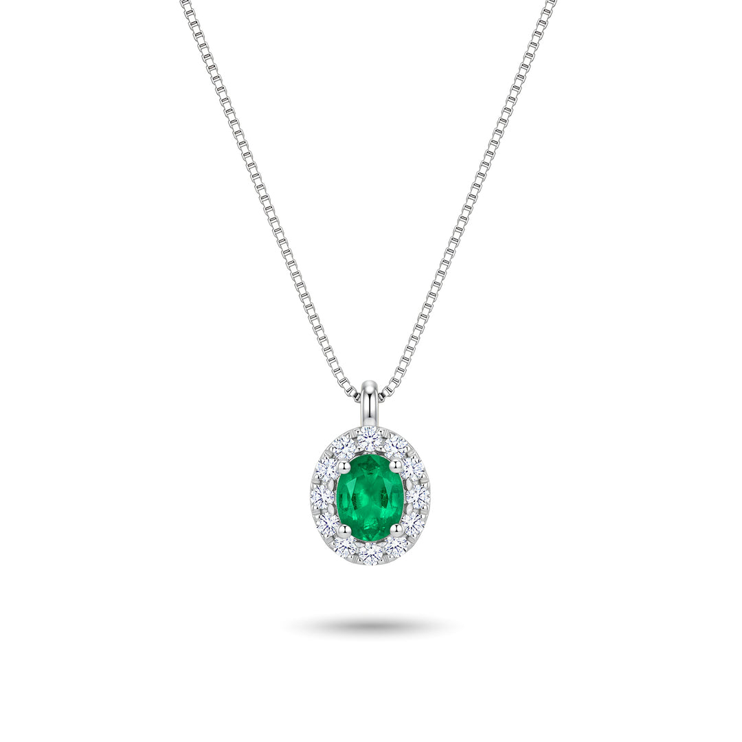 Mikiko cl 18k οβάλ σμαραγδί 4x3 με διαμάντι περίβλημα MD5201O4BE