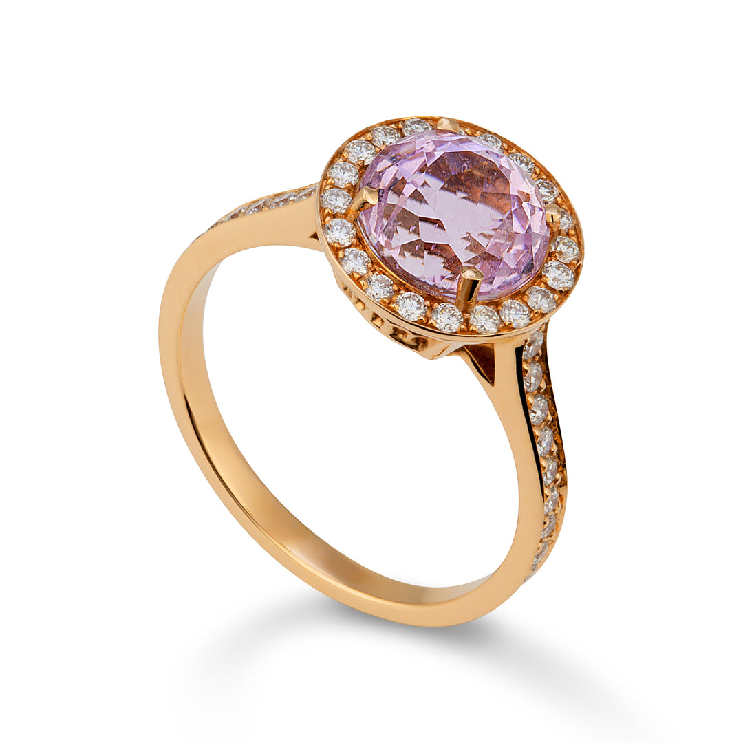 Pierścionek World Diamond Group kunzyt okrągły 8x8 i diamenty ACLC71DIKZ1-22145110060