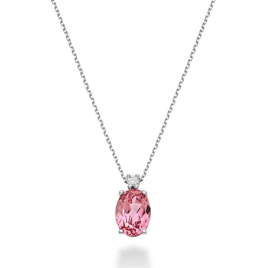 Nihama cl 18k οβάλ ροζ ζαφείρι 8x6 ct.1,60 διάμ. ct.0,025 ND5036O4ZFRP