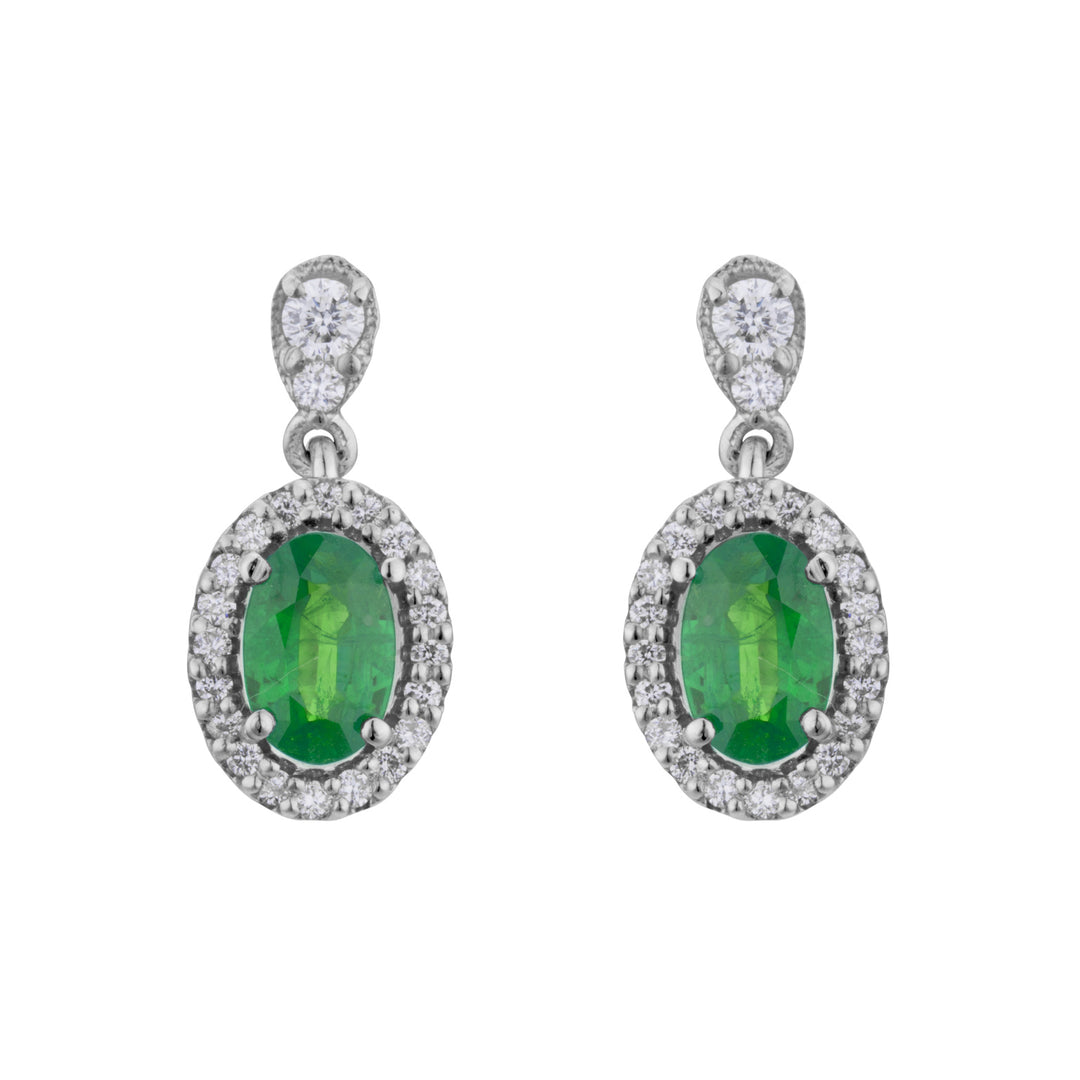 Cercei ovali cu smarald Golay 6x4 și contur diamant ORB200SM-23327110171