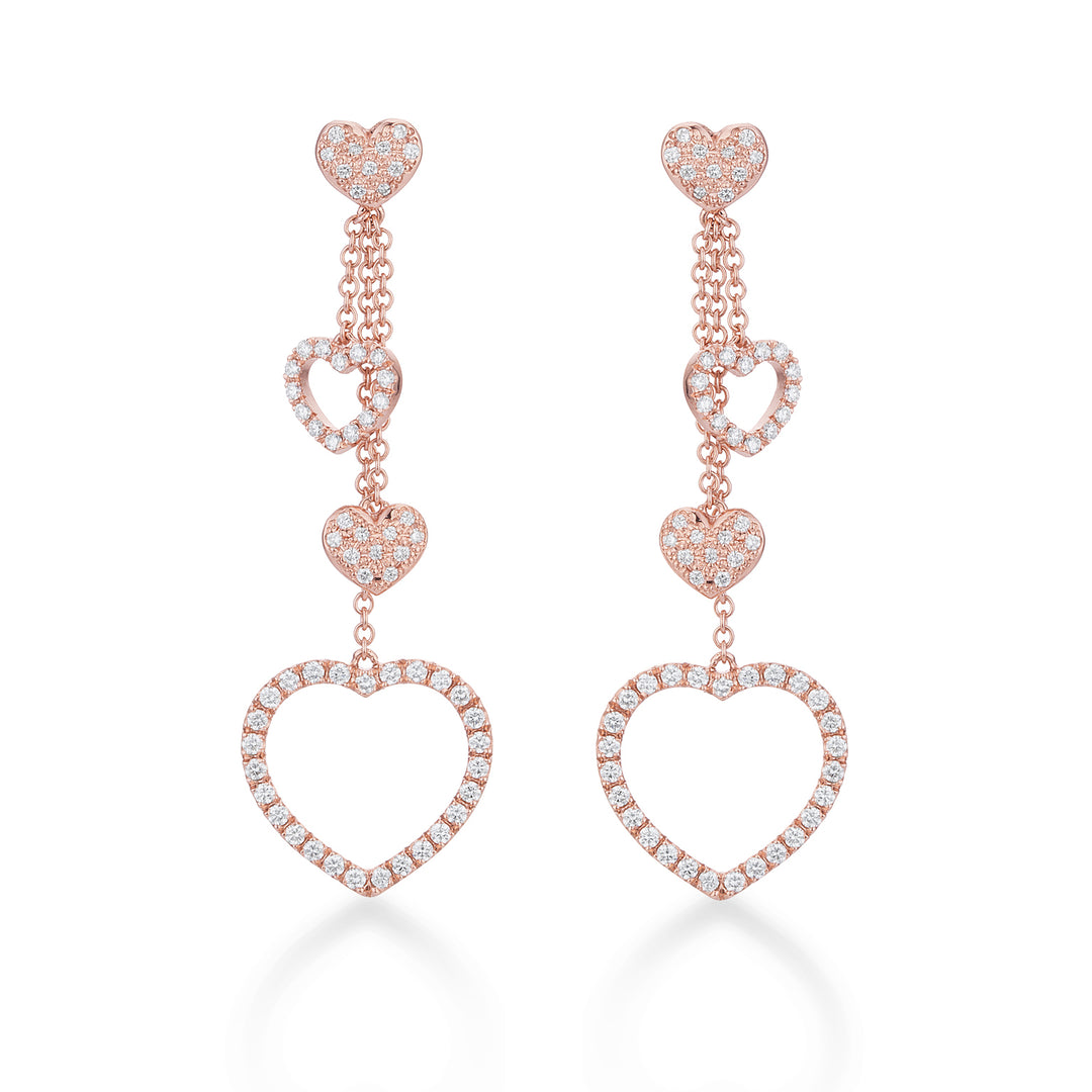 Golay amami hjärthängande örhängen med diamanter OFCU001DI-21354110030