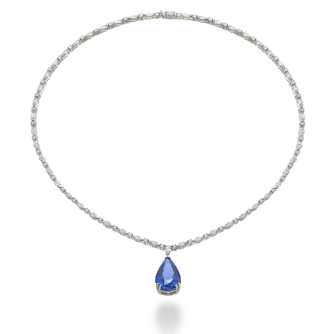 World Diamond Group tanz drop κολιέ 20x13, ps+mr+στρογγυλά διαμάντια GPU502DTZ-25281110094