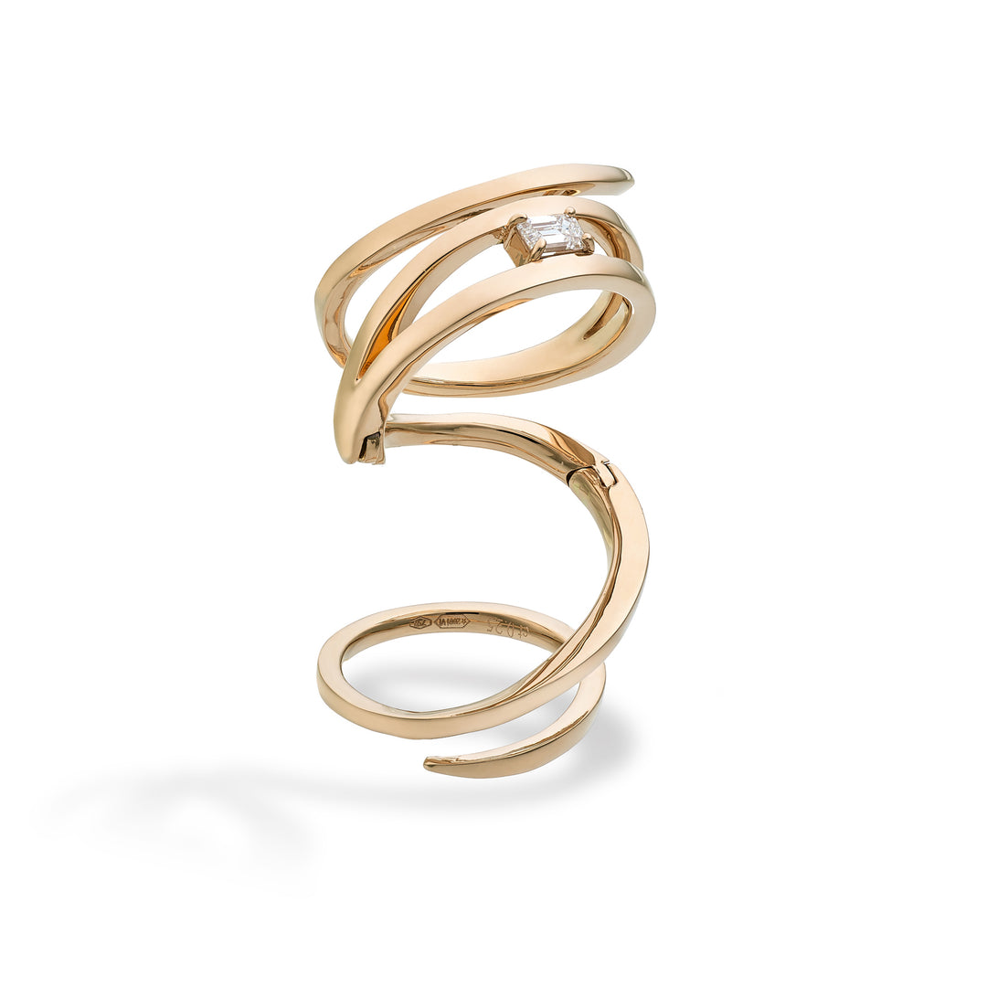 Golay-Schlangenring mit einem einzelnen achteckigen Diamanten, rosa ASNAKE13DR-25324110156