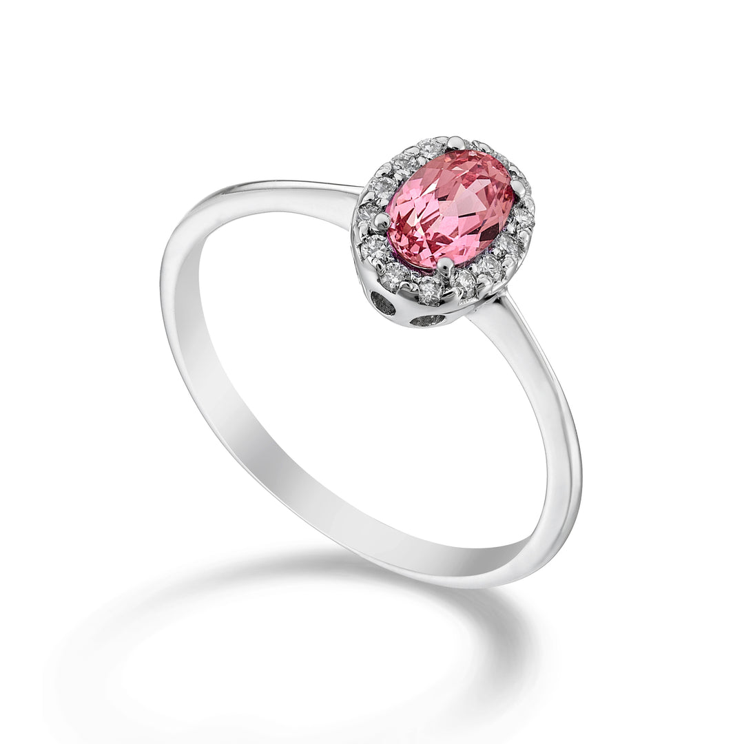 Nihama un saphir rose ovale 18 carats 6x4 ct.0.60 dia ct.0.09 NA5115O4ZFRP