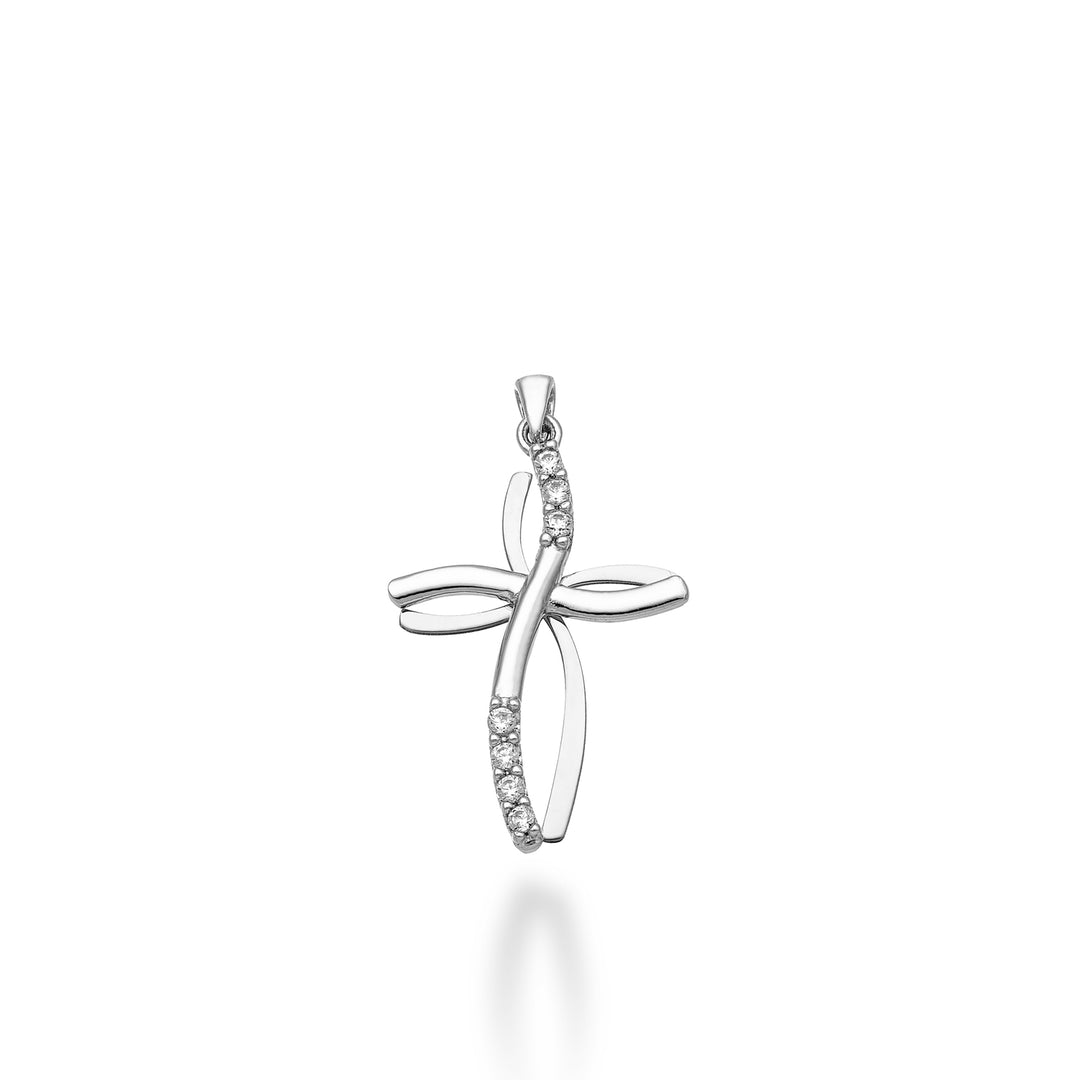 Krzyżyk z białego złota Nihama 18k 0,07 ct 1,8 cm NP5017O4BR007