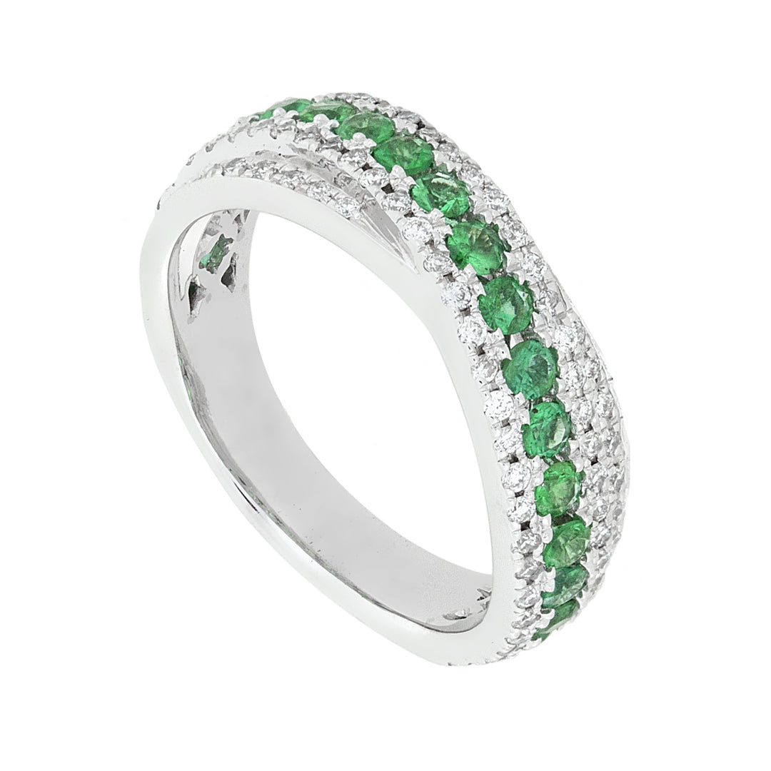 Golay halbrunder Schienenring mit Diamanten und Smaragden AFMG003WDISM-22125110019