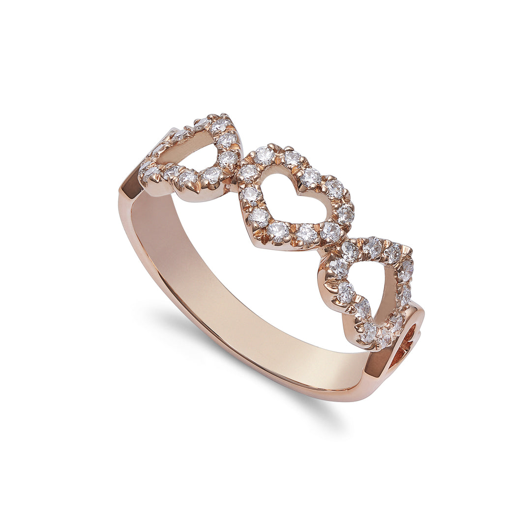 Golay love me ring med fem hjerter sat i pave&