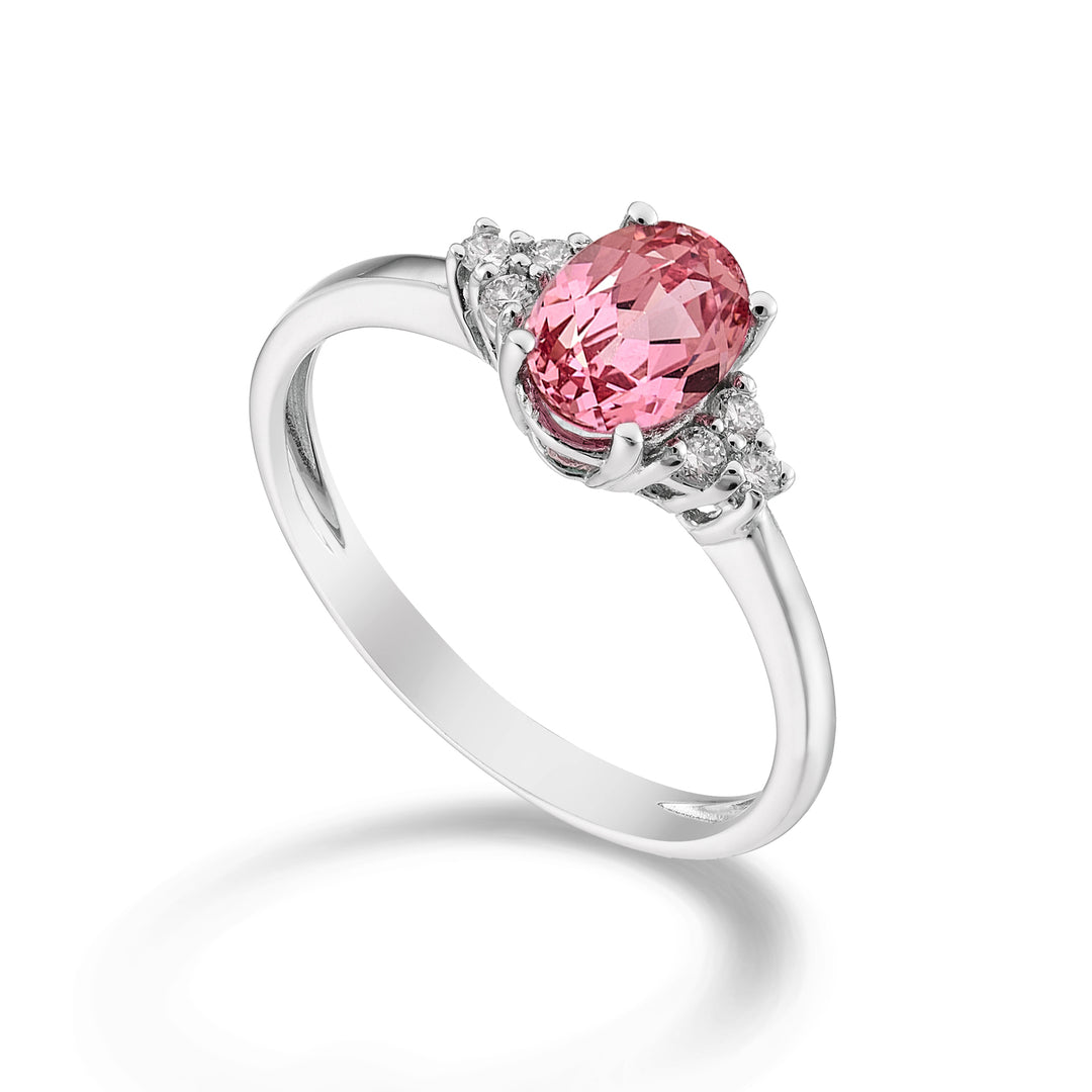Nihama een 18k ovale roze saffier 7x5 ct.0.80 dia ct.0.09 NA5112O4ZFRP