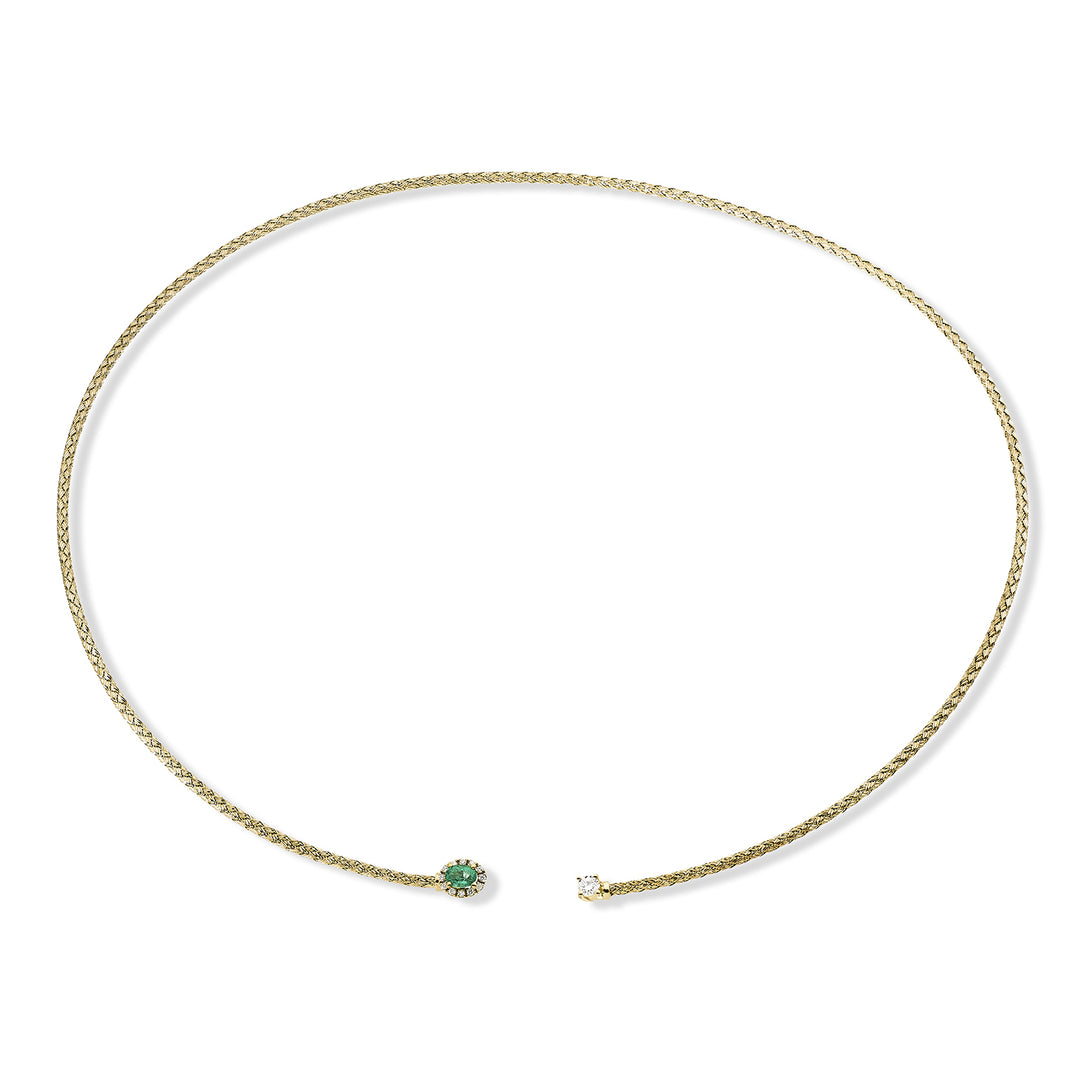 World Diamond Group cl 18k malla esmeralda natural ovalada 4x3 ct.0.16 diam. Oro amarillo de 0,13 ct GDMAGLIA03DISMO1