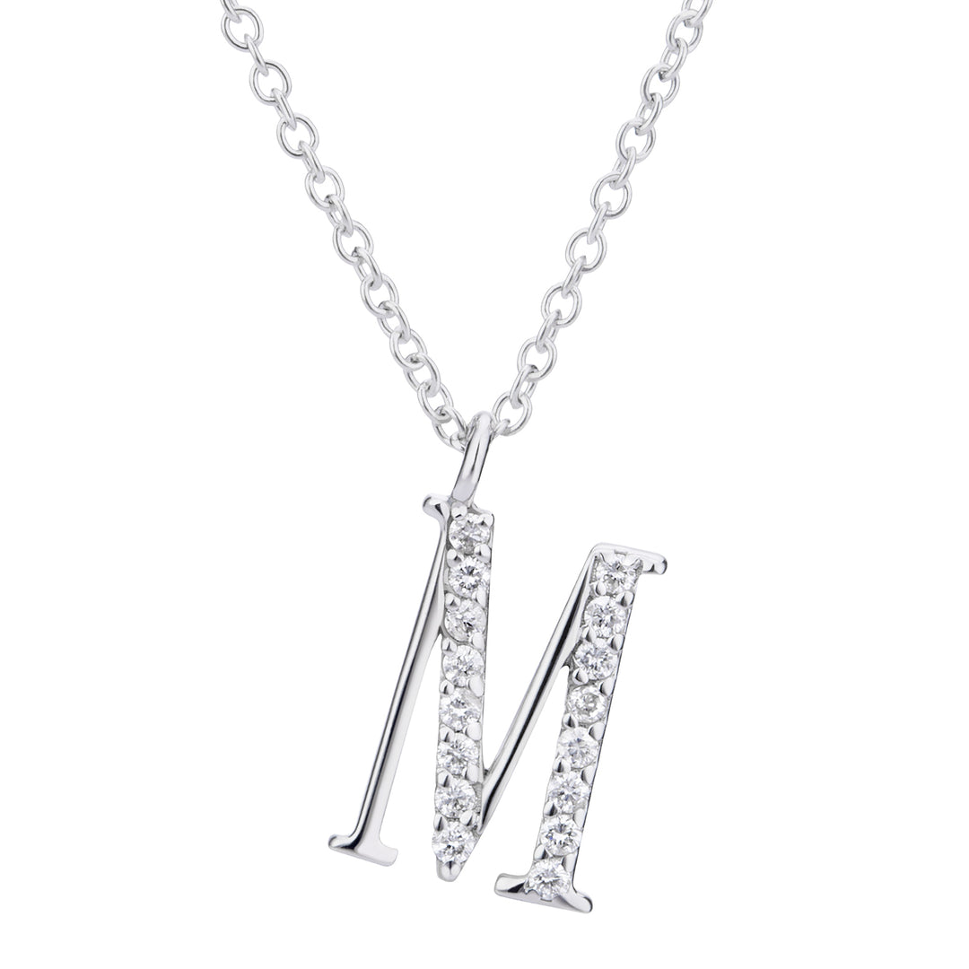 Golay cl 18k γράμμα m μεγάλο διάστ. Λευκός χρυσός 0,08 ct GDGFMO4