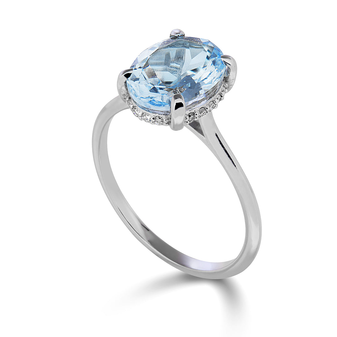Nihama, um oval água-marinha 18k 10x8 cravejado de diamantes NA5222O4AM