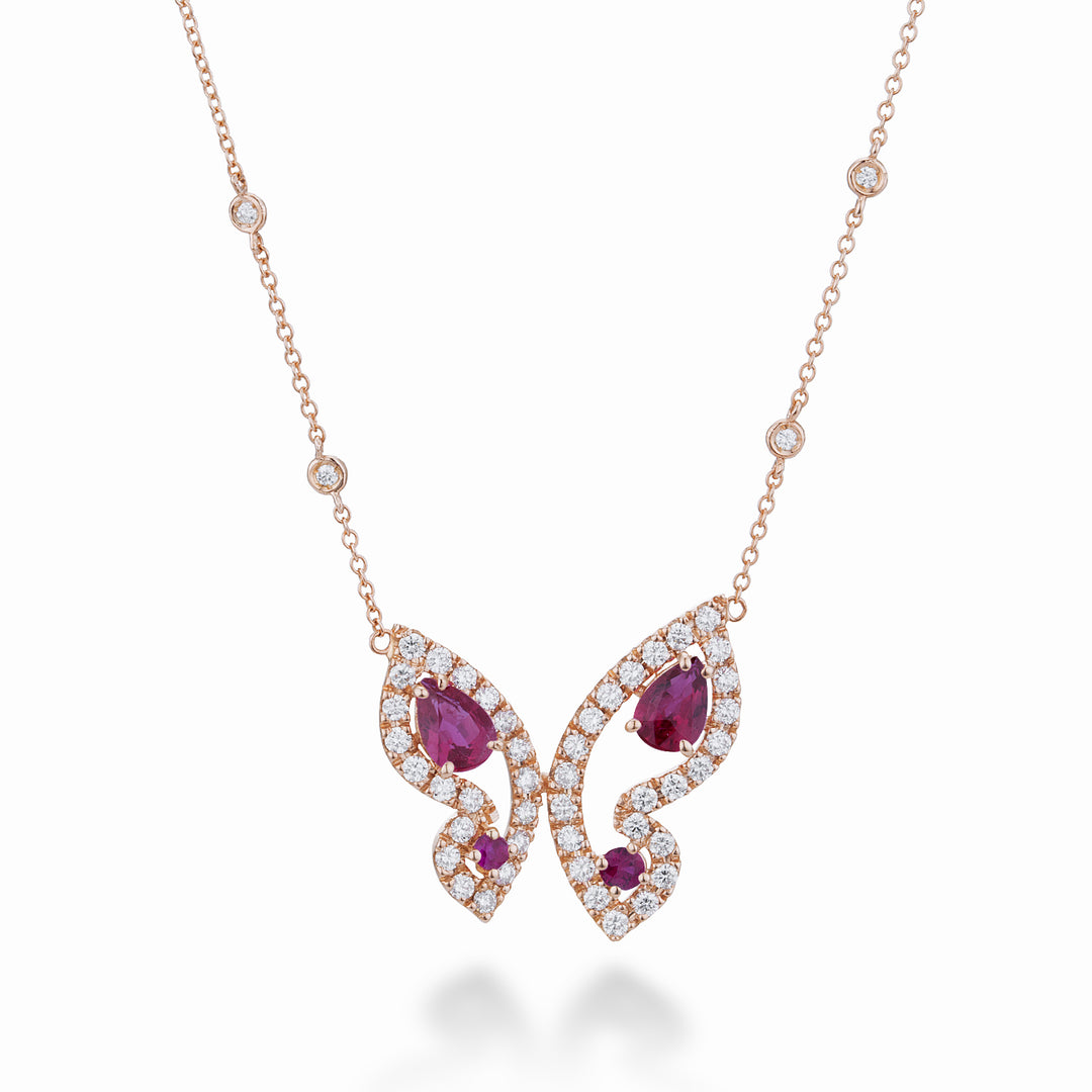 Gargantilla Golay mariposa grande con rubíes y diamantes GFFA008DIRU-22259110059