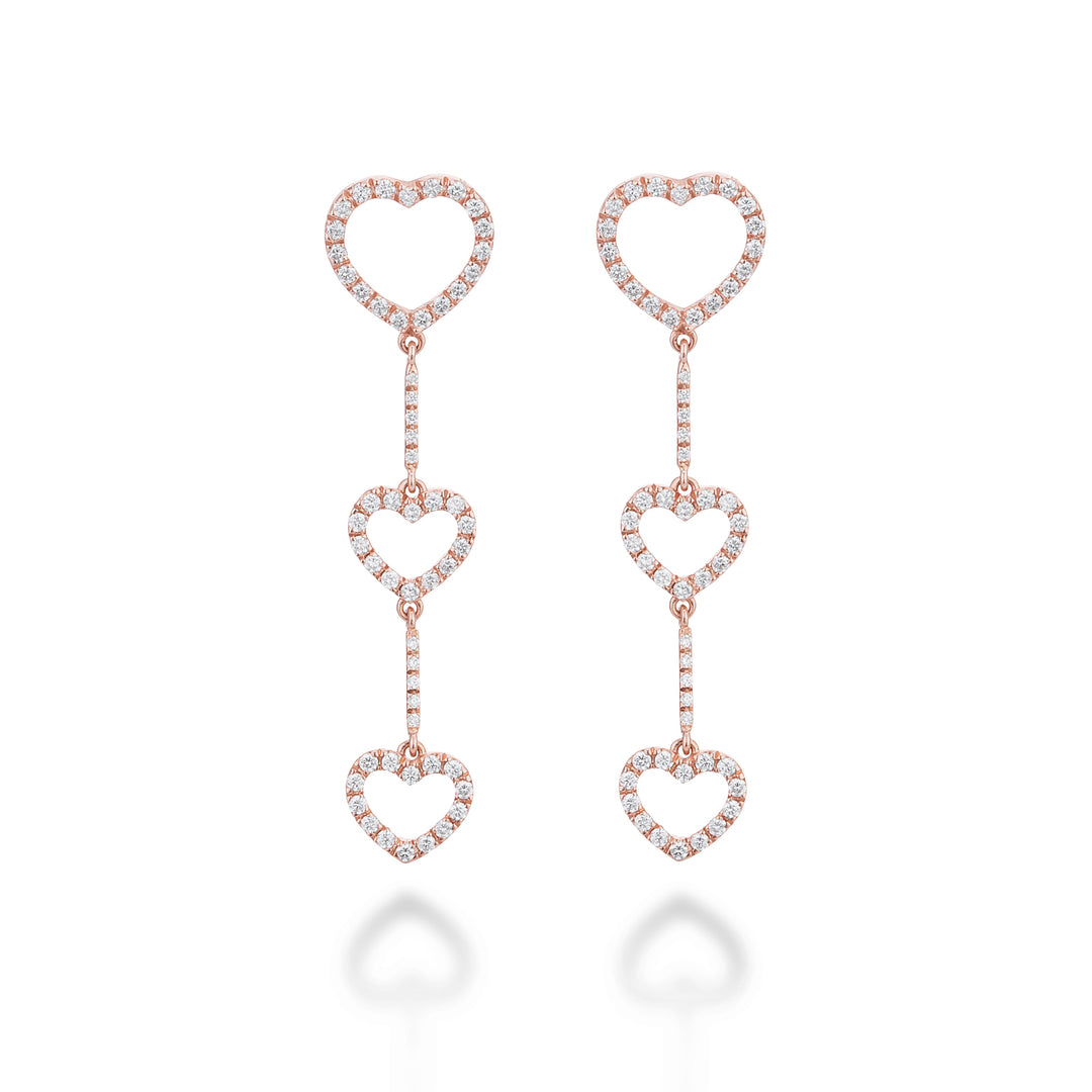 Kolczyki wiszące Golay Amami 3 serca z diamentami OFCU006DI-21316110028