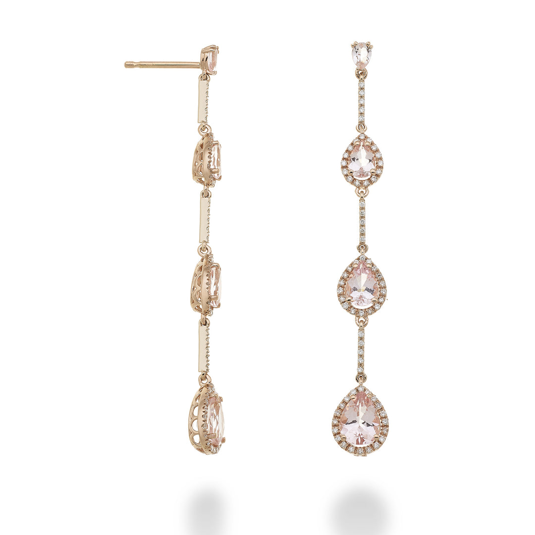 Brincos Golay morganite com gotas de contorno e barras por OCLC206DMOP68-23065110061