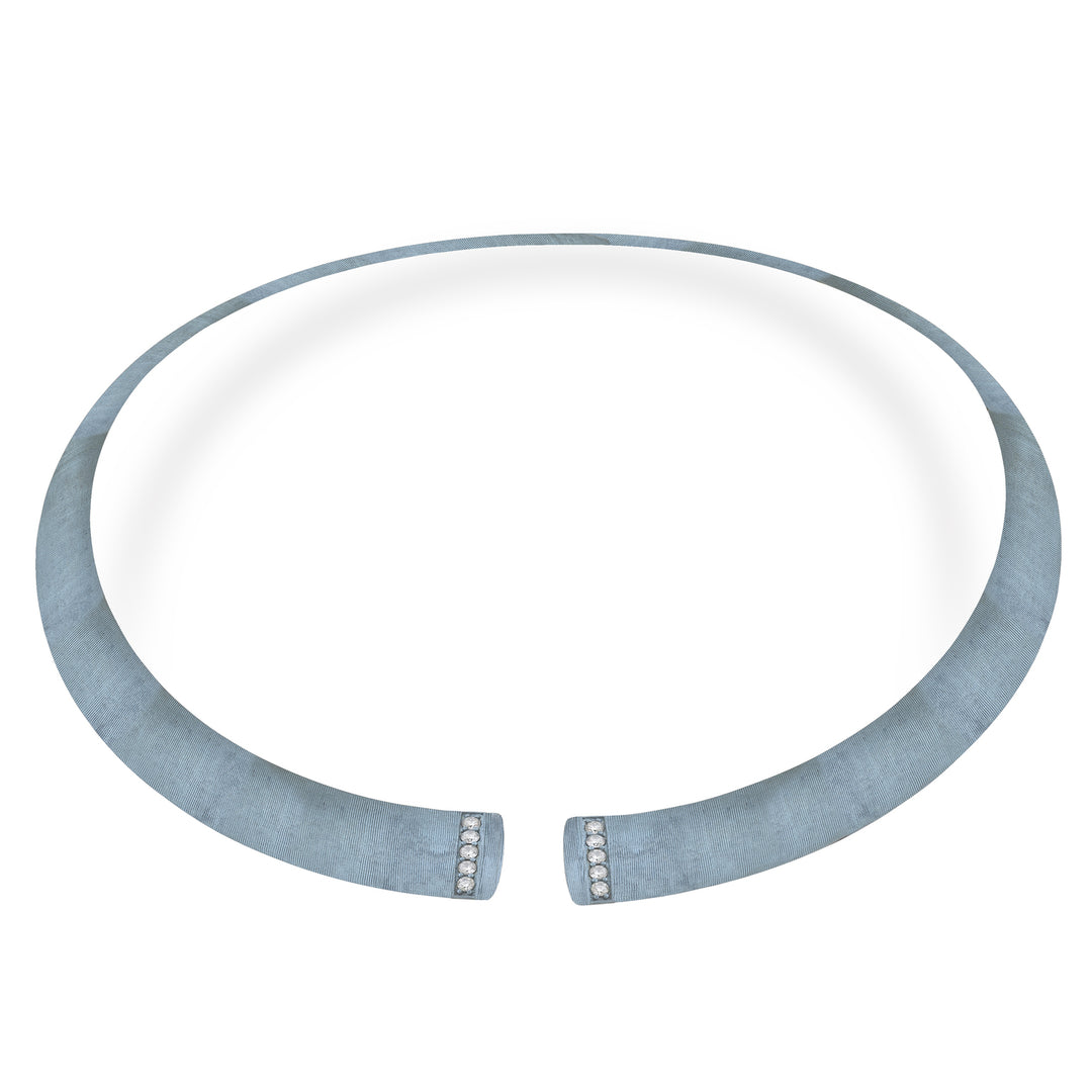 Golay girocollo in titanio azzurro texture e diamanti sull&