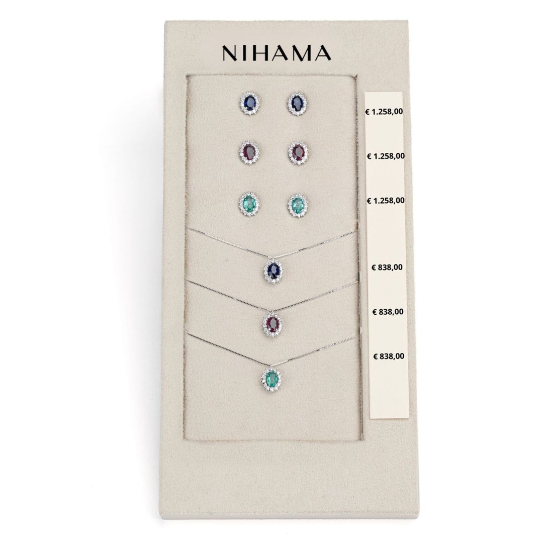 Balíček Nihama cl 5086 + nebo 5068 18kt oválný 6x4 safír, rubín a smaragd nat. N.LIGHTBOX.16-N