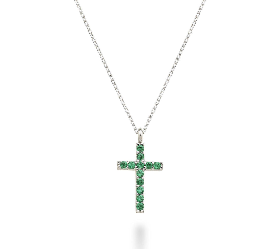 Nihama cl 18k risti koko 4 (1,7 cm) valkokulta smaragdeilla 0,20 ct NDCRO4O4SMR