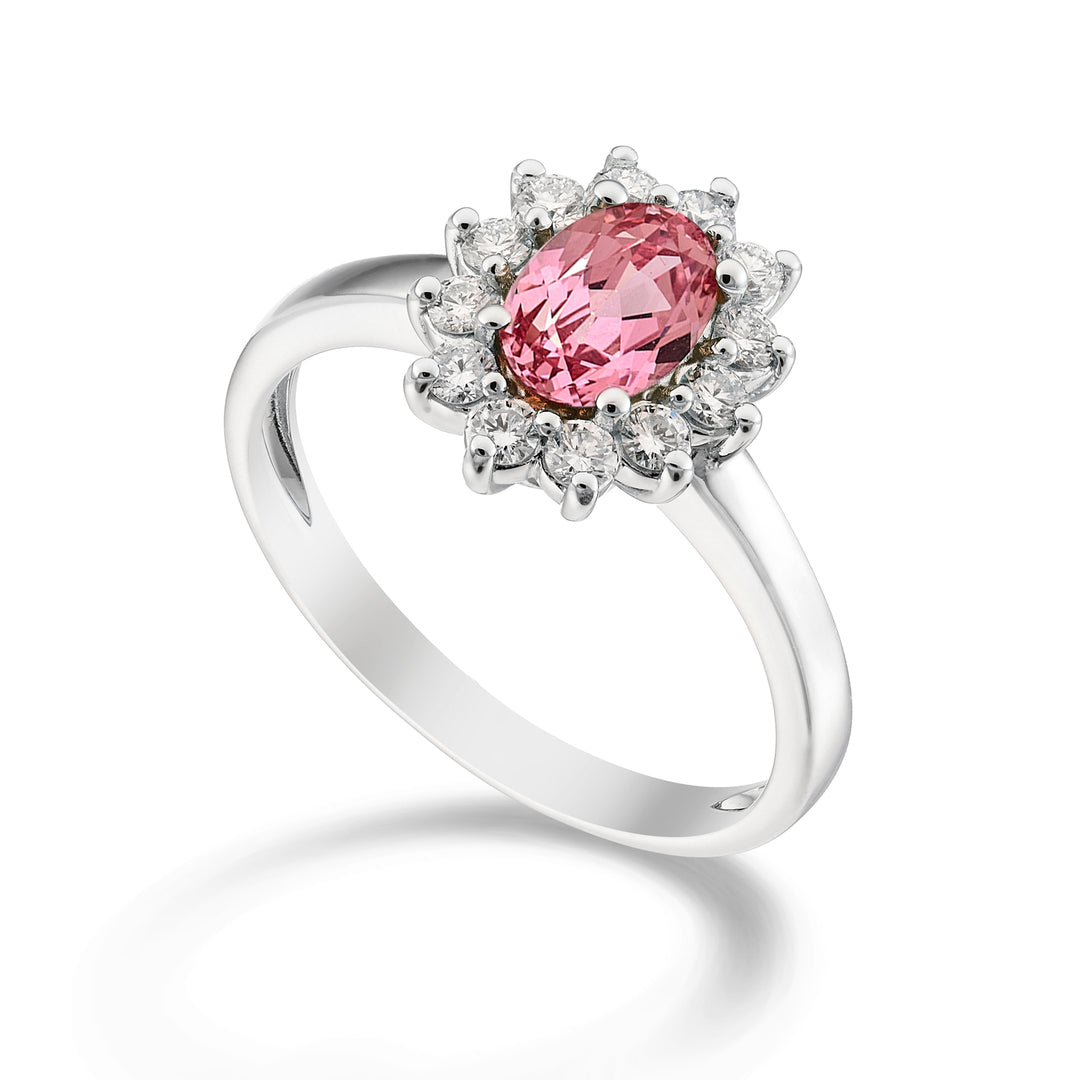 Nihama 18k oválný růžový safír 7x5 ct.0,80 pr. 0,30 ct NA5094O4ZFRP