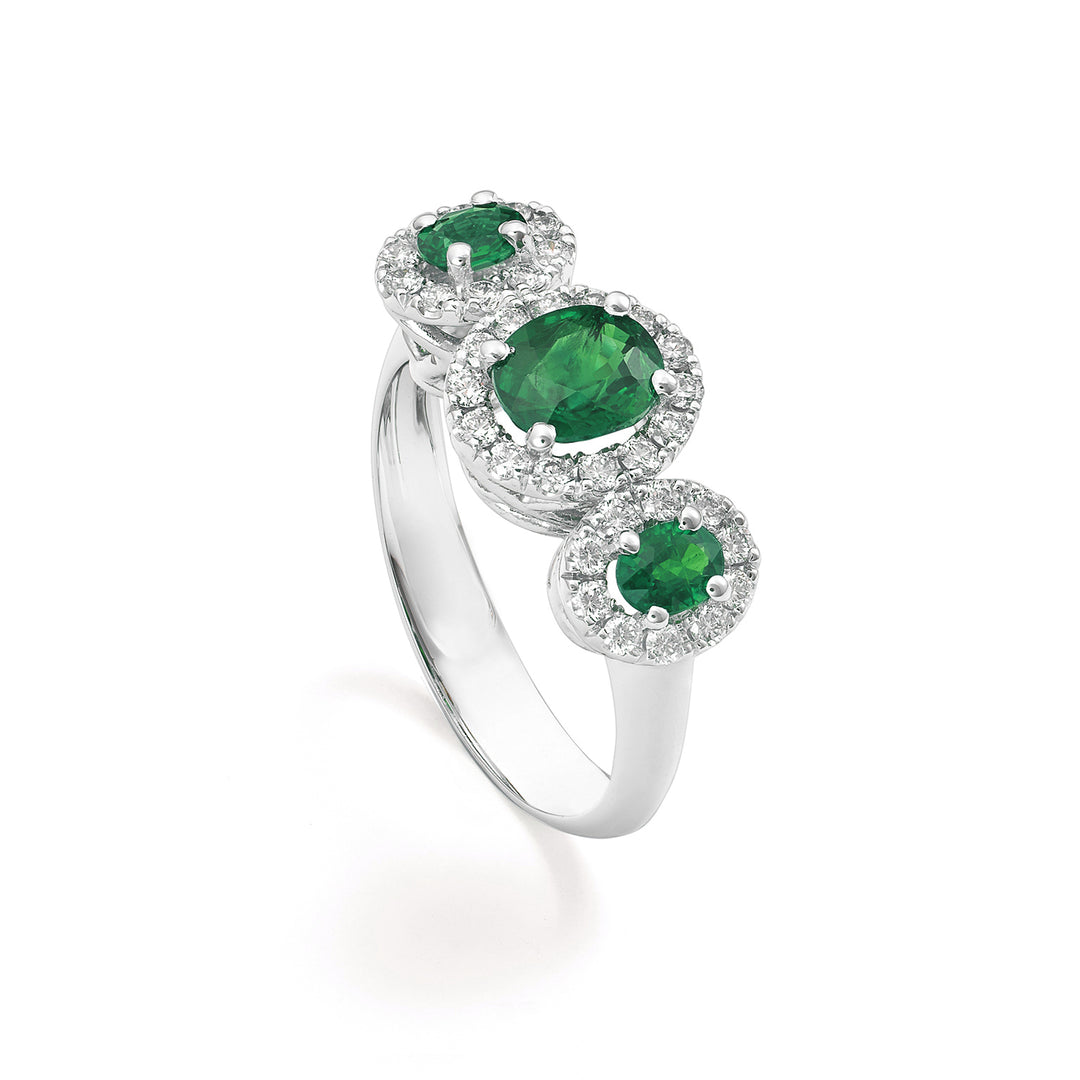 Anillo trilogía esmeralda Golay 4x3 centavos 6x5 diamantes ACL3123DISM56-24180110025
