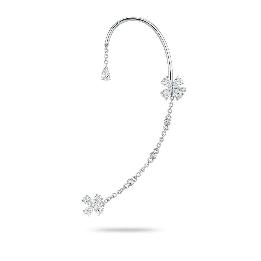 Golay ear cuff øreringe med blomster og venstre kæde OEC874DBSX-26118110158