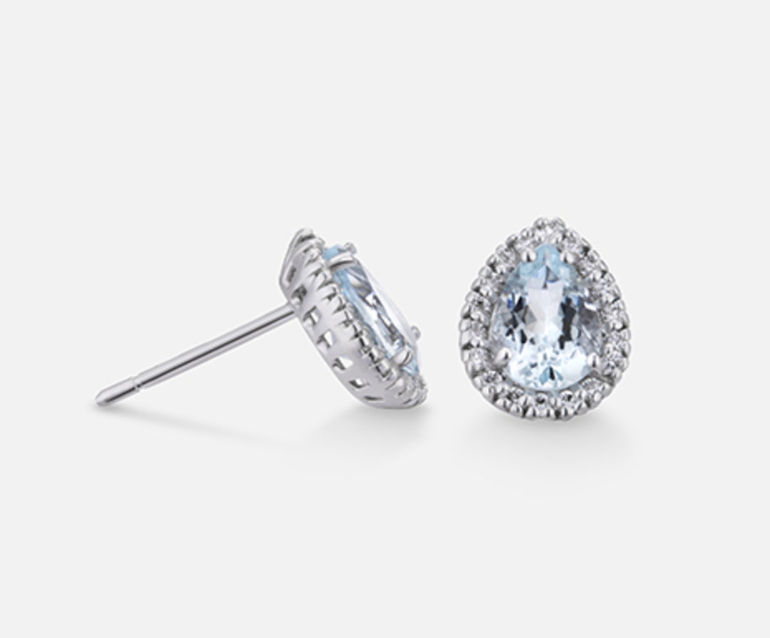 Mikiko nebo 18k akvamarínová kapka 7x5 ct.1.00 dia ct.0.18 MO5037O4AM