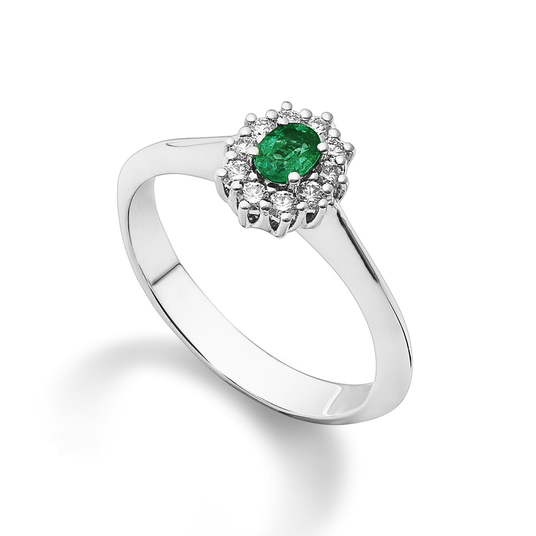 Inel Golay cu smarald oval 4x3 și diamante de contur ACL121DISM34-25337110190