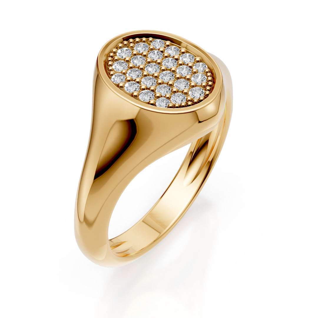 Anillo meñique ovalado World Diamond Group talla 10 con diamantes en oro amarillo ACH002DIG-24071110004