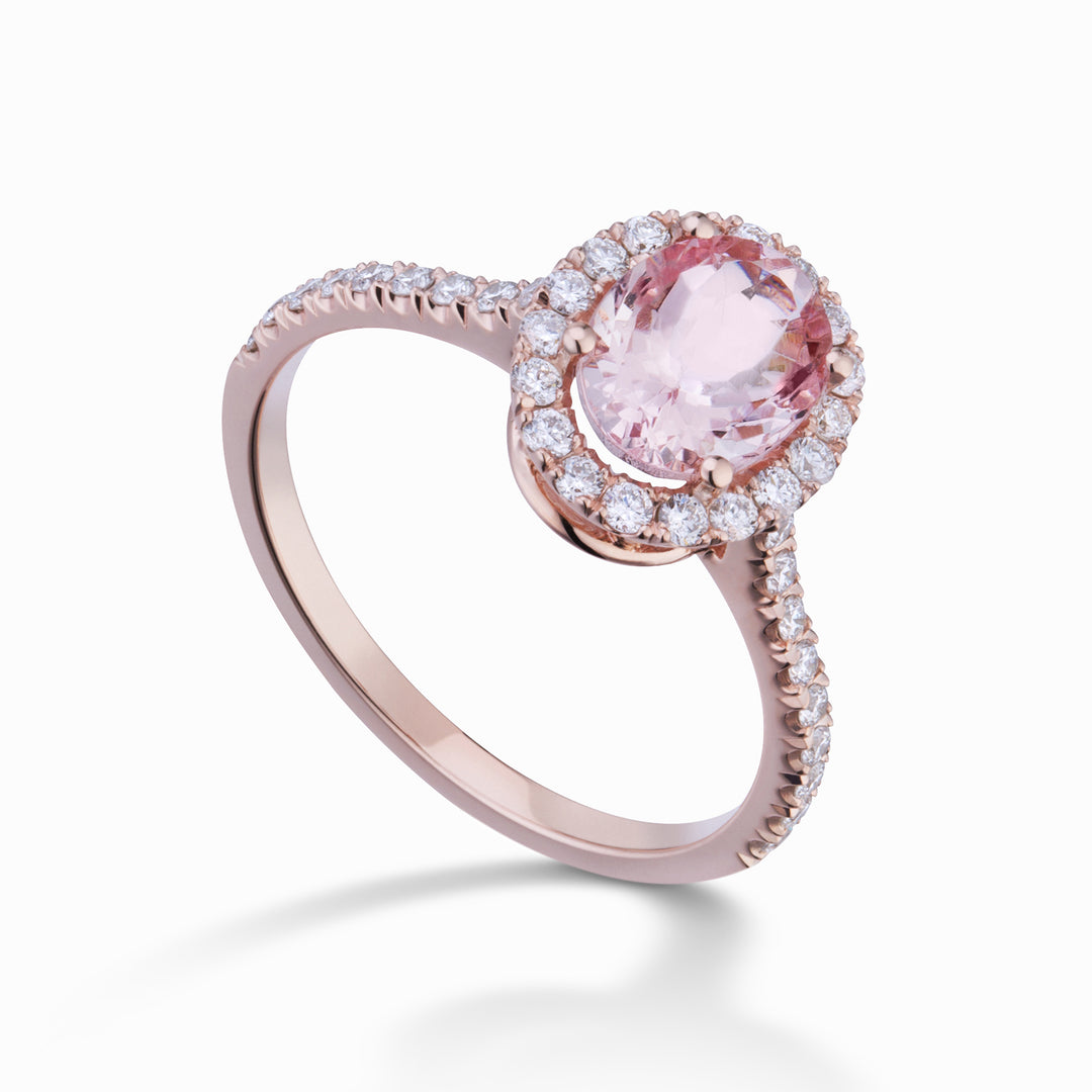 Owalny pierścionek morganitowy World Diamond Group 6x4 z diamentami ACLC070DIMO2-23193110104