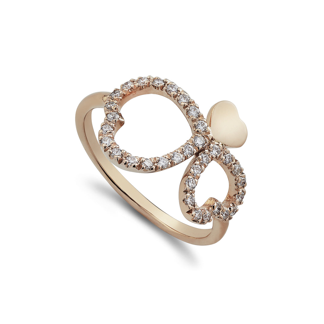 Golay-Ring „Love Me“, zwei Diamantherzen und ein glattes Herz AFCU015DI-22164110021