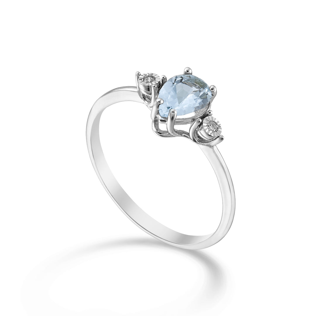 Mikiko, ein 18-Karat-Aquamarin-Tropfen 7x5 und seitliche Diamanten MA5214O4AM