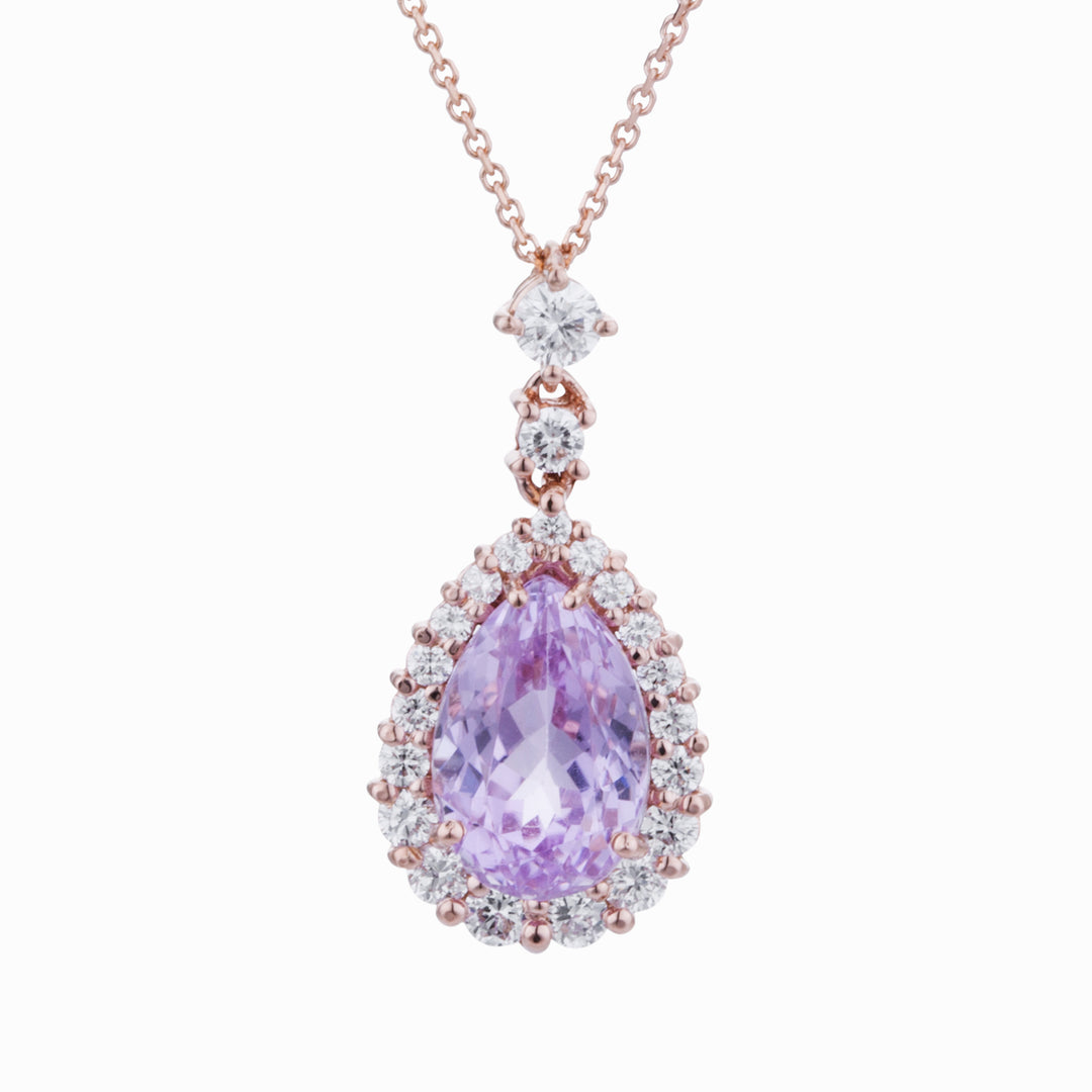 Náhrdelník World Diamond Group kunzitová kapka 10x7 a obrys diamantu PCLC073DIKZ1-22152110031