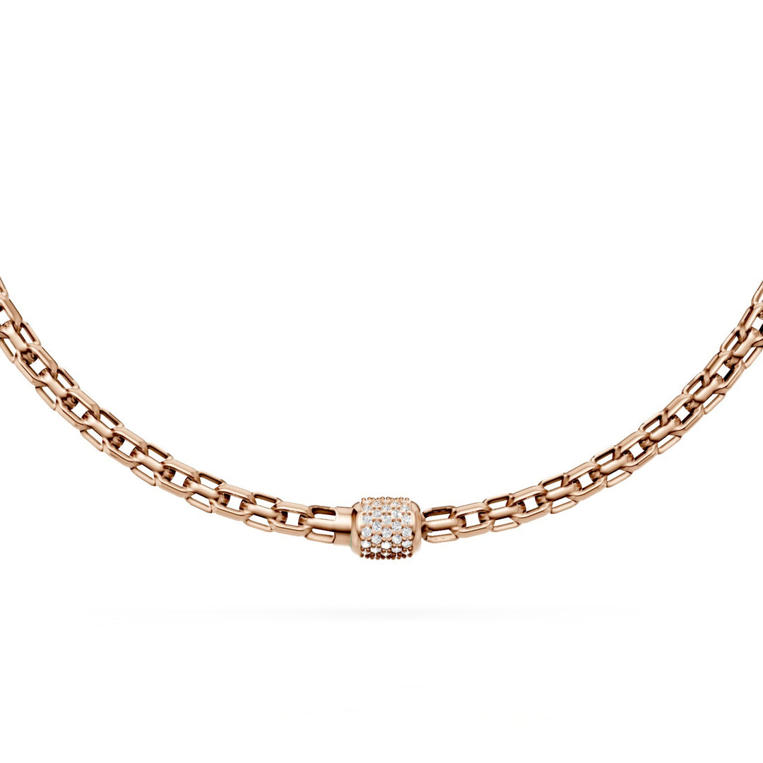 Colar Golay com elos quadrados macios, em ouro rosa 18kt e fecho embutido com diamantes 42,5 cm GD004O3DIBI060