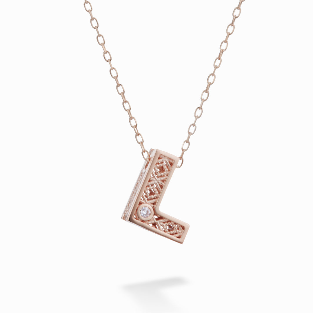 Nihama cl 18k letra l oro rosa diam. ct.0,01 NDLETLO3