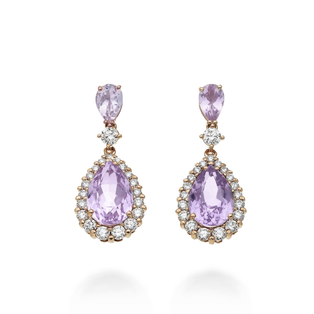 World Diamond Group øreringe kunzite drop 10x7+morganite drop 6x4 OCL093DIKZMO-21284110077