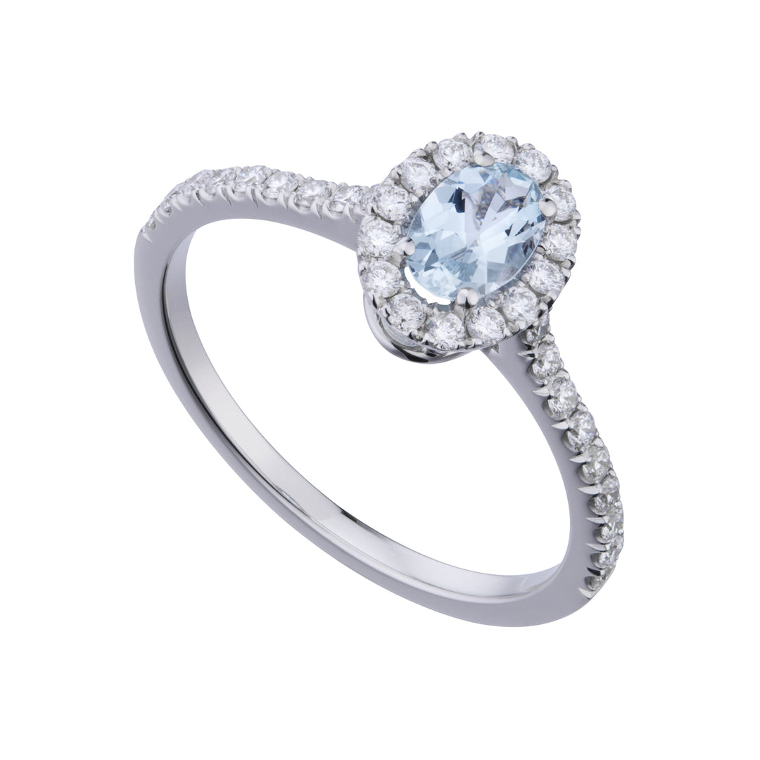 World Diamond Group 6x4 οβάλ γαλαζοπράσινο και διαμαντένιο δαχτυλίδι ACLC070DIAQ2-23011110041