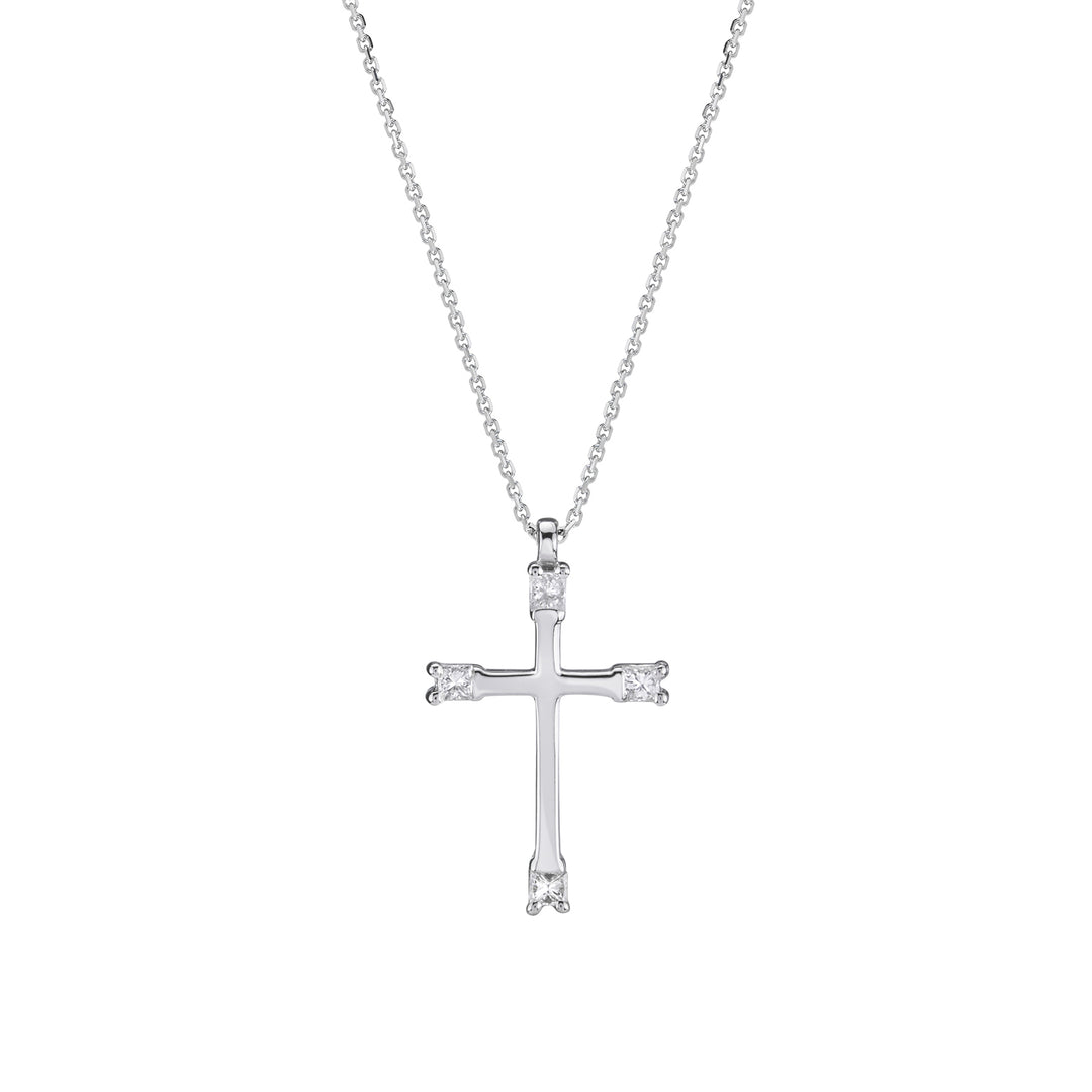 Golay litet korshalsband med 4 prinsessdiamanter PCR003DI1-18086110197