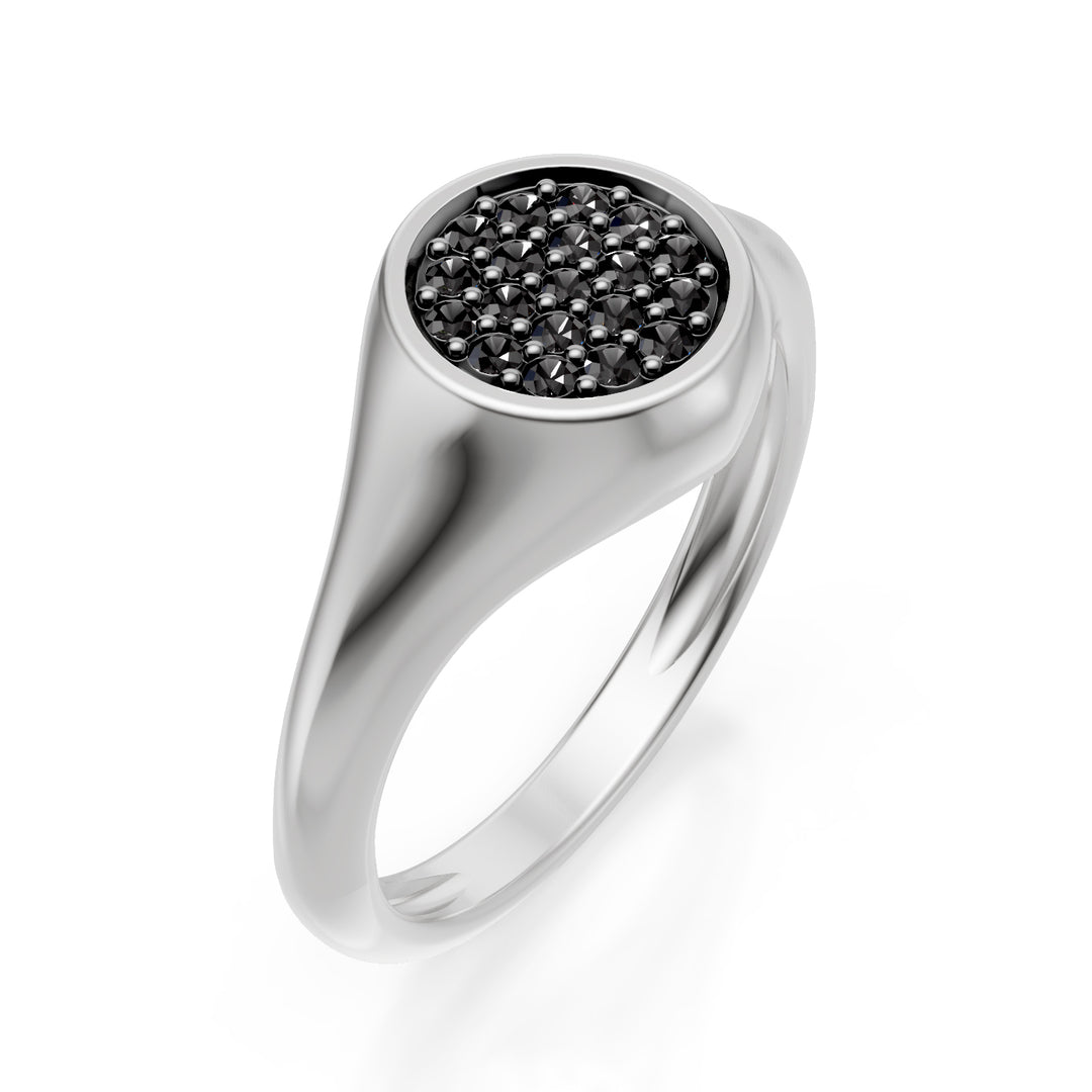 World Diamond Group rund pinky ring str. 10 med d.sort hvidguld ACH001BKB