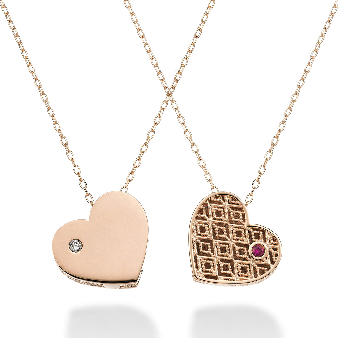 Nihama cl 18k medium hart eenzijdig gepolijst roségoud diam. 0,01 ct robijn 0,01 ct NDHARTMLO3