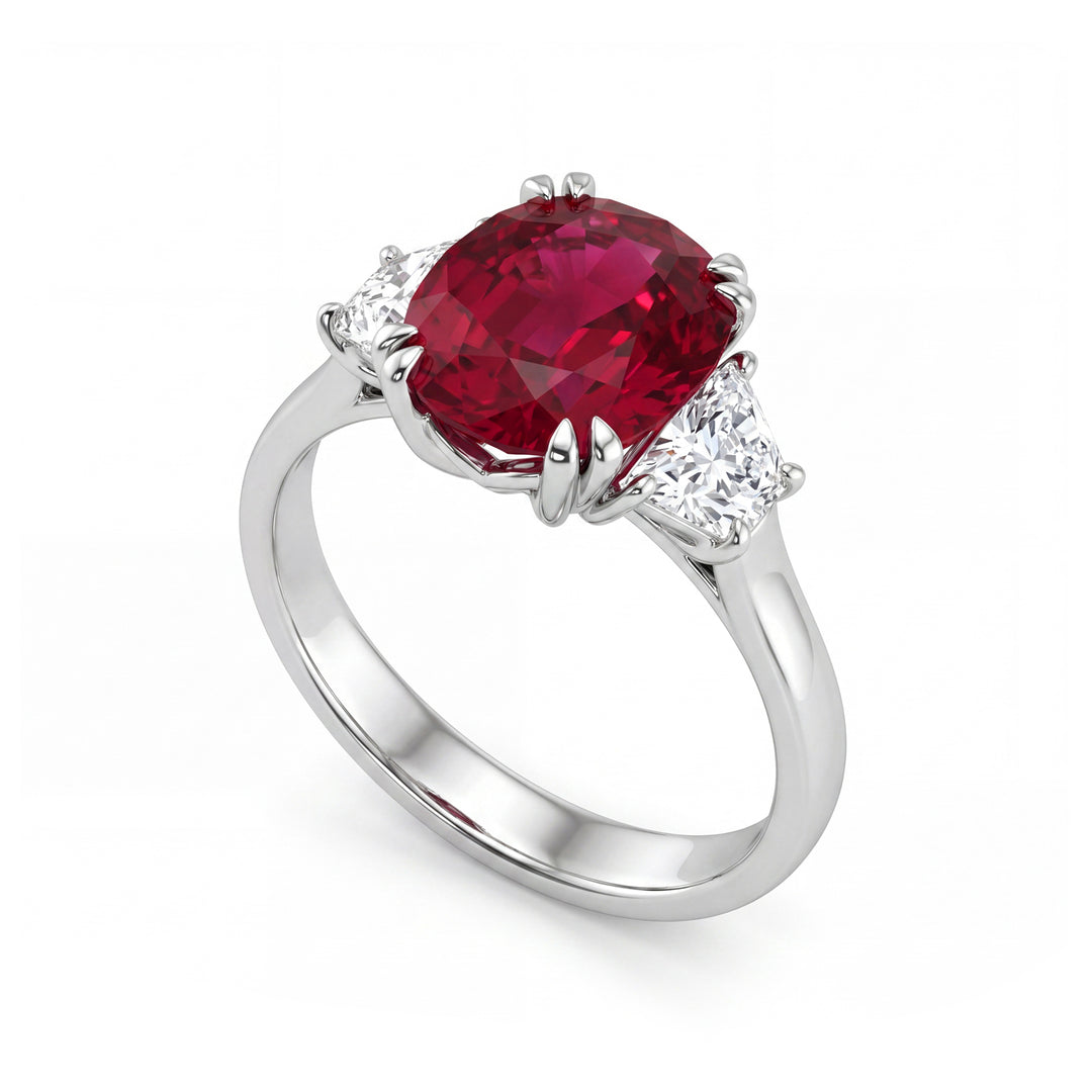 World Diamond Group 10x8 soikea rubiinirengas ja sivusuunnikkaat ACL213DIRU810-23198110076